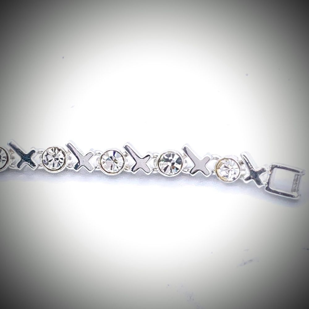 Cross & Crystal 7.5" Crystal Silvertone Tennis Link Bracelet